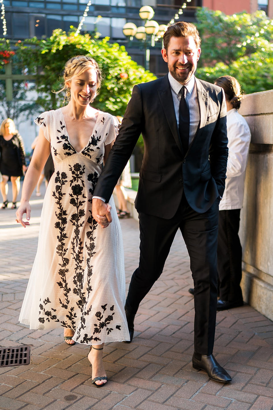 <p>Emily Blunt and John Krasinski attended the American Institute for Stuttering gala in NYC looking picture perfect next to one another. Emily stunned in a Dior tulle floral embroidered dress, while John looked smart in a tailored suit. <em>[Photo: Getty]</em> </p>
