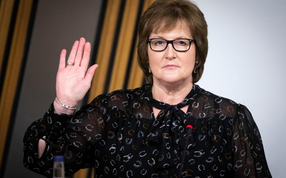 Barbara Allison, Director for Communications, Ministerial Support & Facilities at the Scottish Government, gives evidence at Holyrood to a Scottish Parliament committee examining the handling of harassment allegations against former first minister Alex Salmond  - Jane Barlow/PA