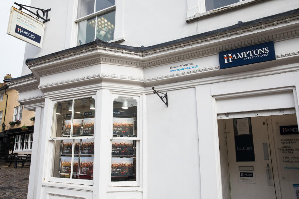 A branch of estate agent Hamptons International is pictured during the second coronavirus lockdown