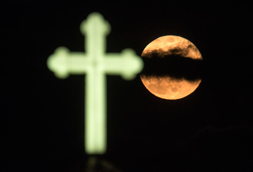 Pink moon in Skopje