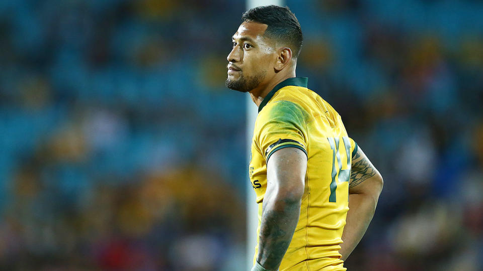 Pictured here, Israel Folau was sacked by Rugby Australia over his controversial social media posts.