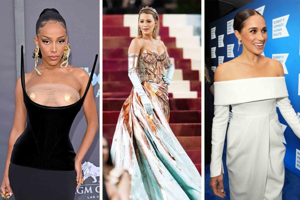 <p>Axelle/Bauer-Griffin/FilmMagic, Gilbert Carrasquillo/GC Images, Kevin Mazur/Getty Images for 2022 Robert F. Kennedy Human Rights Ripple of Hope Gala</p> Doja Cat, Blake, Lively, Meghan Markle