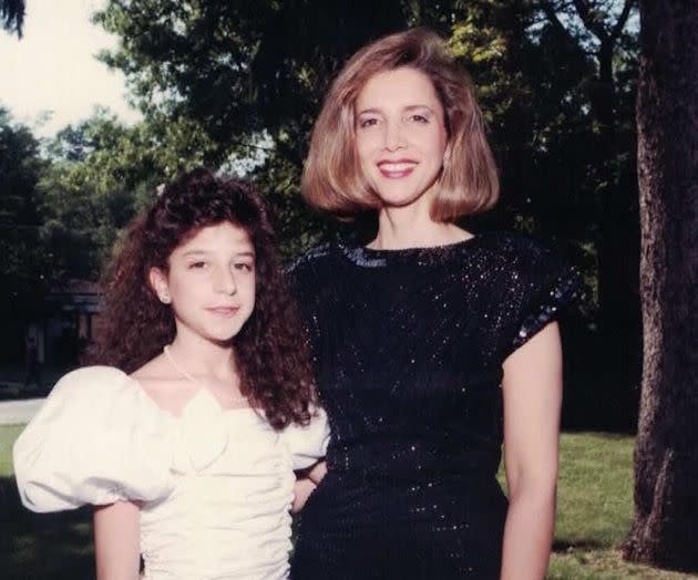 "Here I am rocking a perm, with my mother, at a Bat Mitzvah," the author writes. <span class="copyright">Courtesy of Alyson Pomerantz</span>