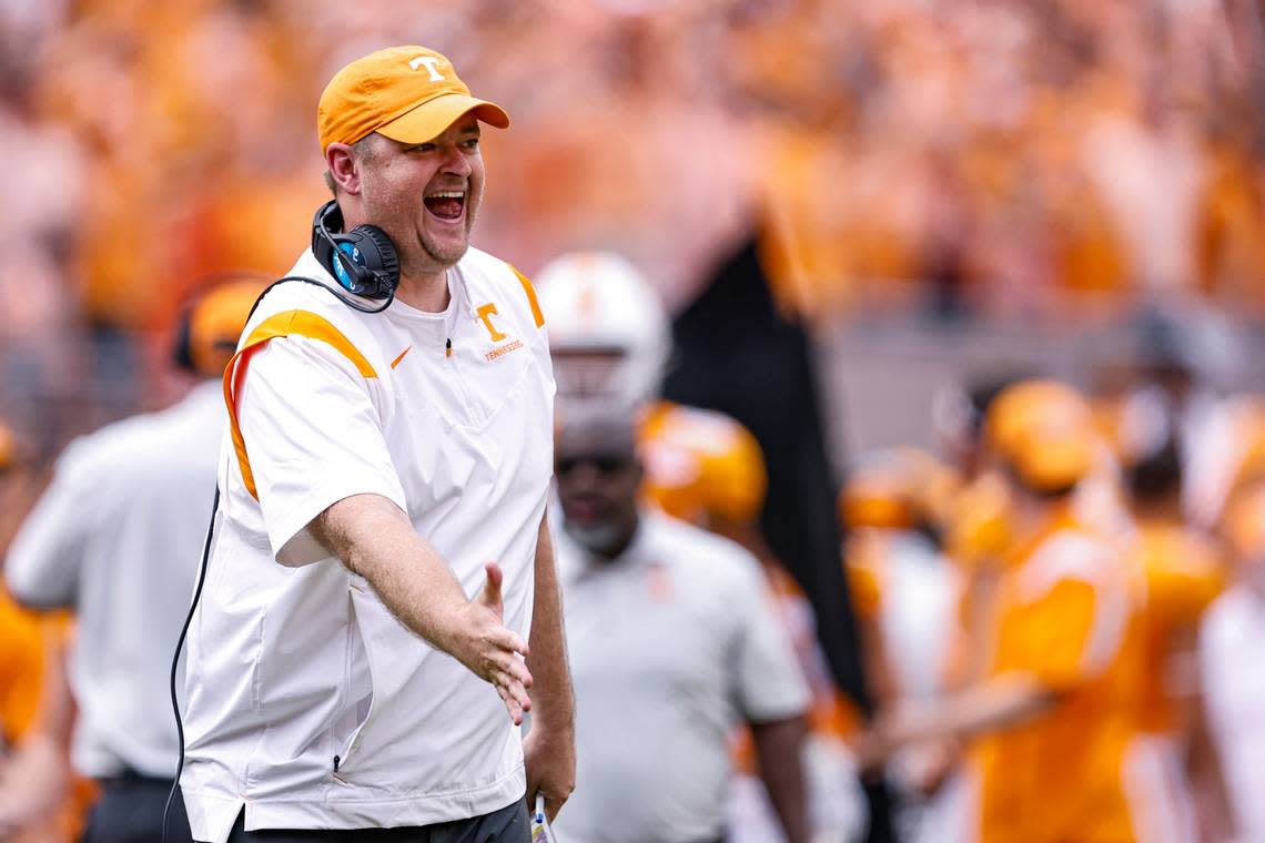 Tennessee head coach Josh Heupel’s offense averages 50.1 points and 571.7 total yards per game. The Vols have scored on 38 of 39 trips inside the red zone.