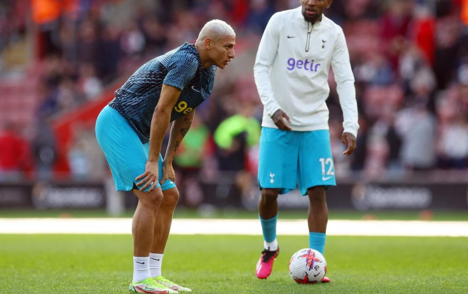 Tottenham Hotspur's Richarlison and Emerson Royal during the warm up before the match - Reuters/Paul Childs