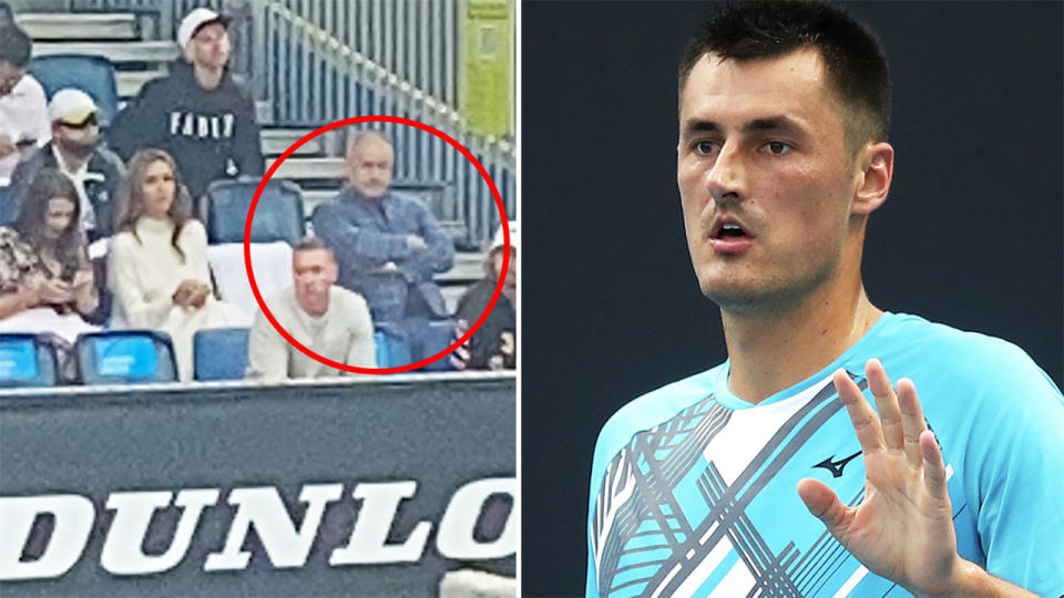 Bernard Tomic's father John, pictured here in his courtside box at the Australian Open. 