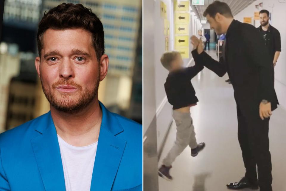 <p>Justin Lloyd/Newspix via Getty; Michael Buble/ Instagram</p> Michael Bublé is celebrating his son Elias