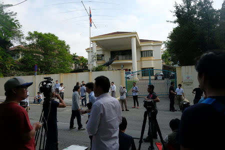 Members of the media gather in front of the North Korea embassy, following the murder of Kim Jong Nam, in Kuala Lumpur, Malaysia, February 23, 2017. REUTERS/Athit Perawongmetha