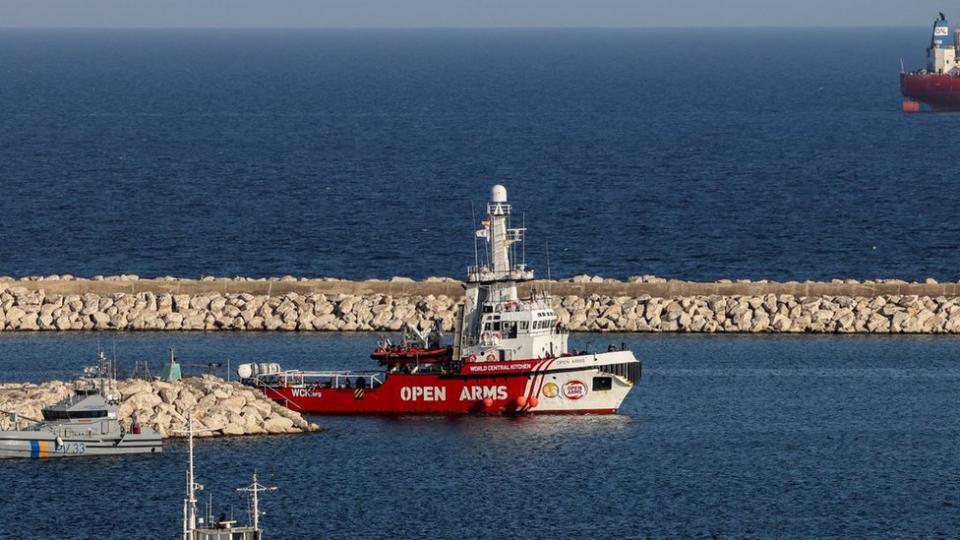 The Open Arms arrives at Larnaca port in Cyprus after returning from Gaza (3 April 2024)