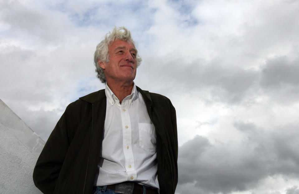 FILE - In this Jan. 27, 2008 file photo, cinematographer Roger Deakins, who was nominated for two Oscars for "No Country for Old Men" and "The Assassination of Jesse James," is shown on the roof of the Harmony Gold building in Los Angeles. (AP Photo/Ann Johansson, File)