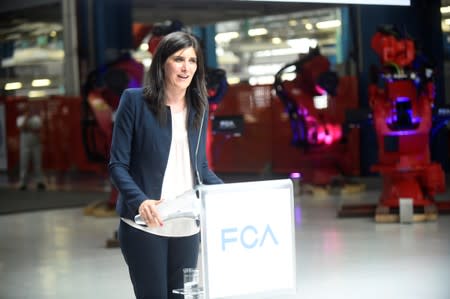 Ceremony to mark the installation of the first robot on the production line for the new electric Fiat 500 BEV at the Mirafiori industrial complex on the 80th birthday of the plant