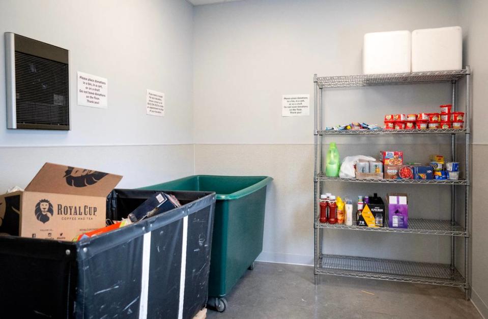 An indoor donation area at the State College Food Bank’s new location on Gerald Street on Wednesday, April 10, 2024. Abby Drey/adrey@centredaily.com