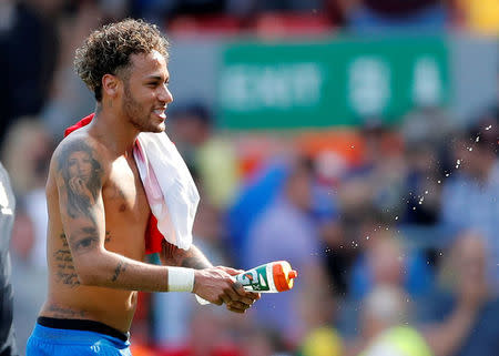 Soccer Football - International Friendly - Brazil vs Croatia - Anfield, Liverpool, Britain - June 3, 2018 Brazil's Neymar celebrates at the end of the match Action Images via Reuters/Andrew Boyers