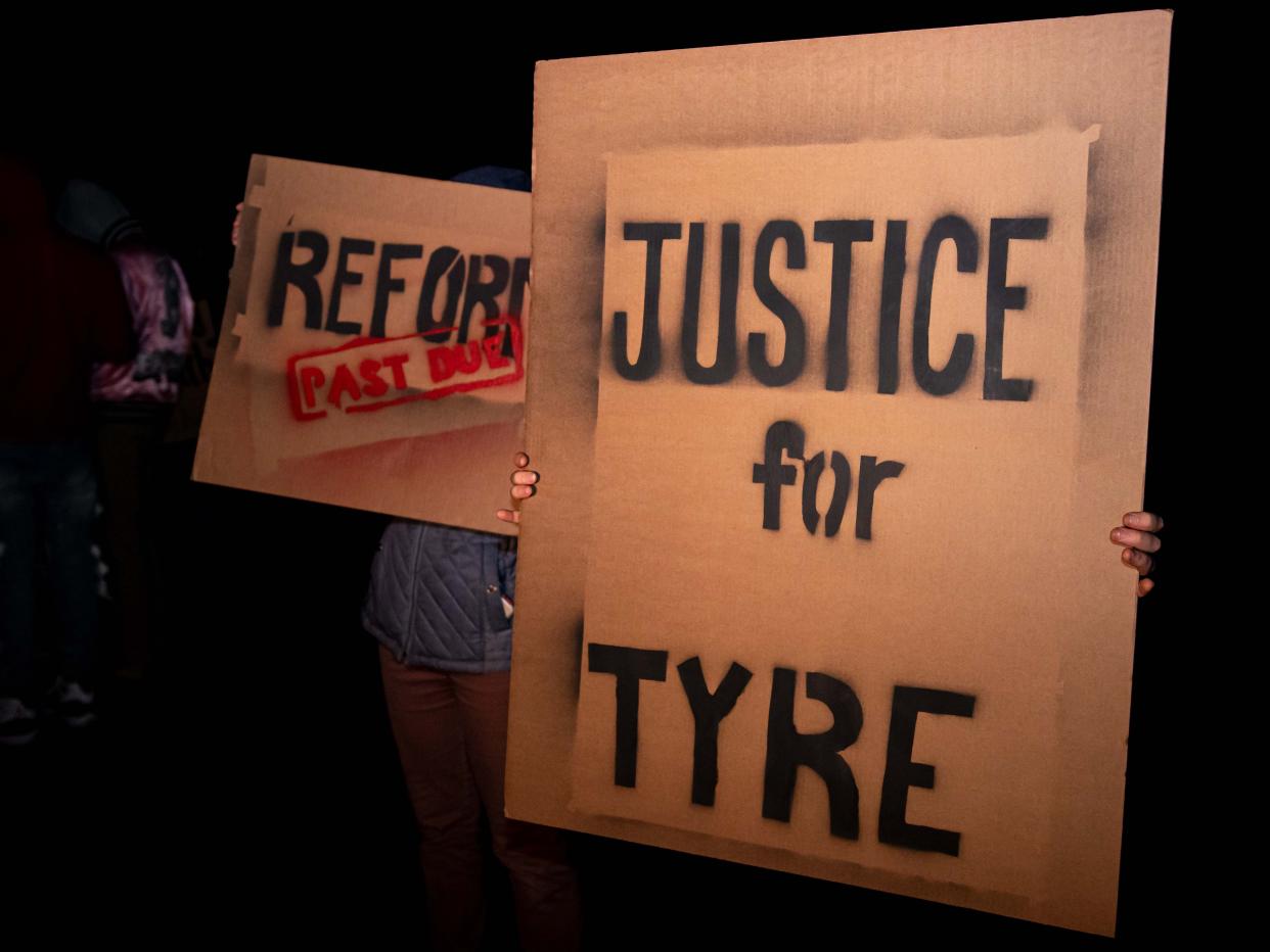 People protest in Memphis following the release of video showing the deadly encounter between police and Tyre Nichols.