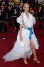 <p> The actress looked like she was drowning in her dress at the 76th Annual Academy Awards. And, question: Are the gold and blue embroidered pieces remnants of a vest? We're confused. </p>