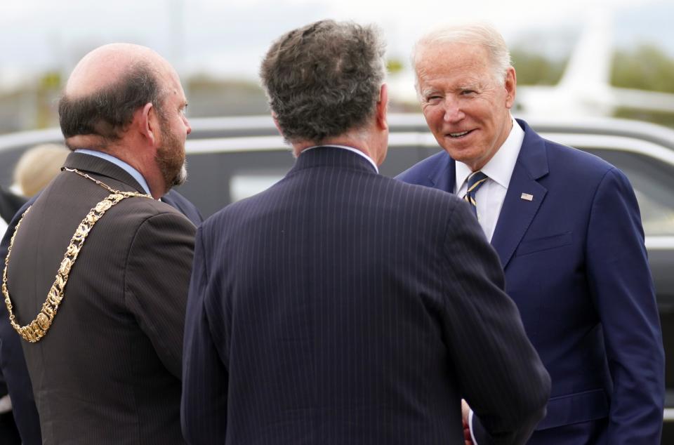 US President Joe Biden is greeted upon arrival to attend Cop26 (REUTERS)