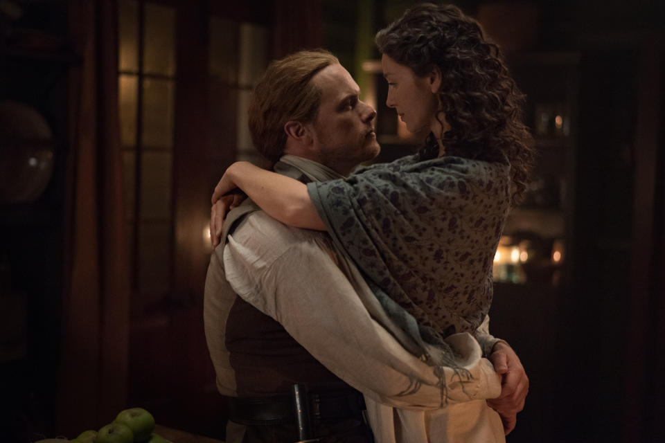 Sam Heughan and Caitríona Balfe - Credit: Starz/Aimee Spinks