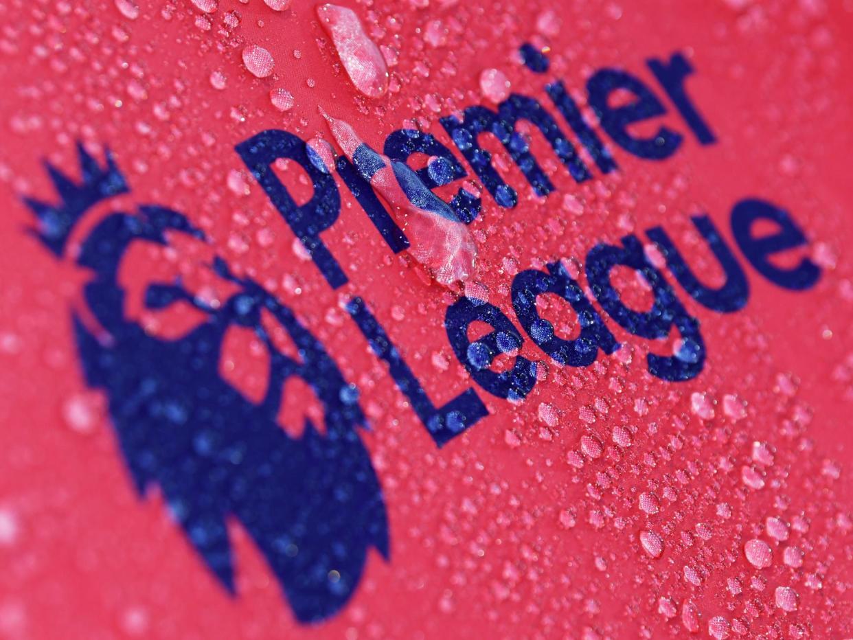 Raindrops are seen on a Premier League logo (Getty Images)