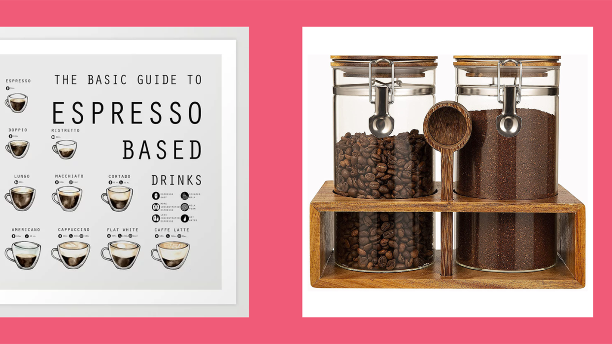 coffee gifts society6 the basic guide to espresso based drinks print yangbaga glass coffee canisters