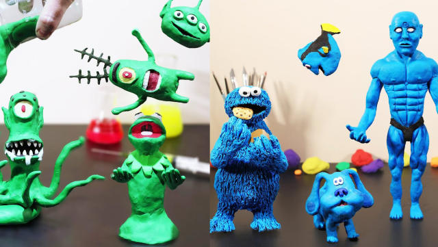 Claymation Tributes Celebrate Iconic Green and Blue Characters