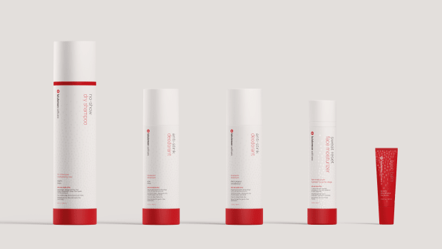 The full Lululemon Selfcare product lineup, featuring (from L to R): <a href="https://rstyle.me/+raX2sS9Tkh8LJcPaXchQyQ" rel="nofollow noopener" target="_blank" data-ylk="slk:No-Show Dry Shampoo;elm:context_link;itc:0;sec:content-canvas" class="link ">No-Show Dry Shampoo</a>, <a href="https://rstyle.me/+abFQJHrWf8y3_33JaI9PKw" rel="nofollow noopener" target="_blank" data-ylk="slk:Anti-Stink Deodorant;elm:context_link;itc:0;sec:content-canvas" class="link ">Anti-Stink Deodorant</a> (in two different <a href="https://rstyle.me/+Zgk4YyQ8QwAjJDFvMM1iFQ" rel="nofollow noopener" target="_blank" data-ylk="slk:scents;elm:context_link;itc:0;sec:content-canvas" class="link ">scents</a>), <a href="https://rstyle.me/+drKpHu56LcEnnCxgXH-G_g" rel="nofollow noopener" target="_blank" data-ylk="slk:Sweat Reset Face Moisturizer;elm:context_link;itc:0;sec:content-canvas" class="link ">Sweat Reset Face Moisturizer</a> and <a href="https://rstyle.me/+L_xiT4kWFXjsm9duzpD5Tg" rel="nofollow noopener" target="_blank" data-ylk="slk:Basic Balm Lip Balm.;elm:context_link;itc:0;sec:content-canvas" class="link ">Basic Balm Lip Balm.</a> Photo: Courtesy of Lululemon