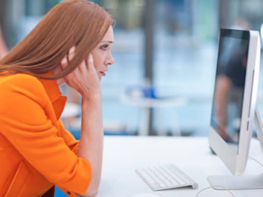 staring at computer screen