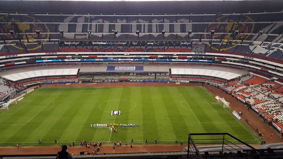 Panorámica del Estadio Azteca previa al encuentro entre Cruz Azul y León correspondiente al torneo Clausura 2019 de la Copa MX. / Foto: Twitter @Xavihernandezg