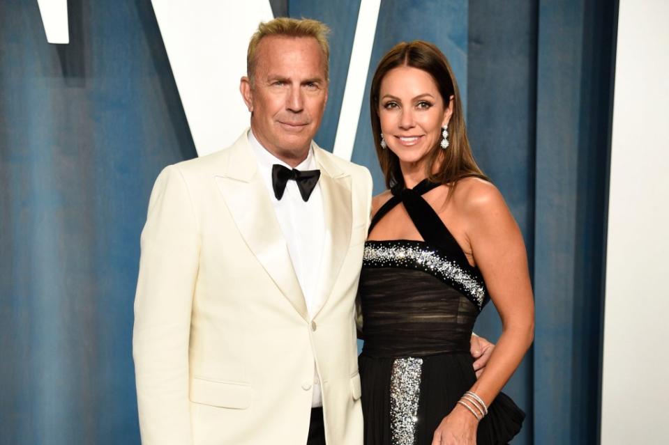 Kevin Costner and ex-wife Christine Baumgartner at the Vanity Fair Oscar Party in March 2022. Evan Agostini/Invision/AP