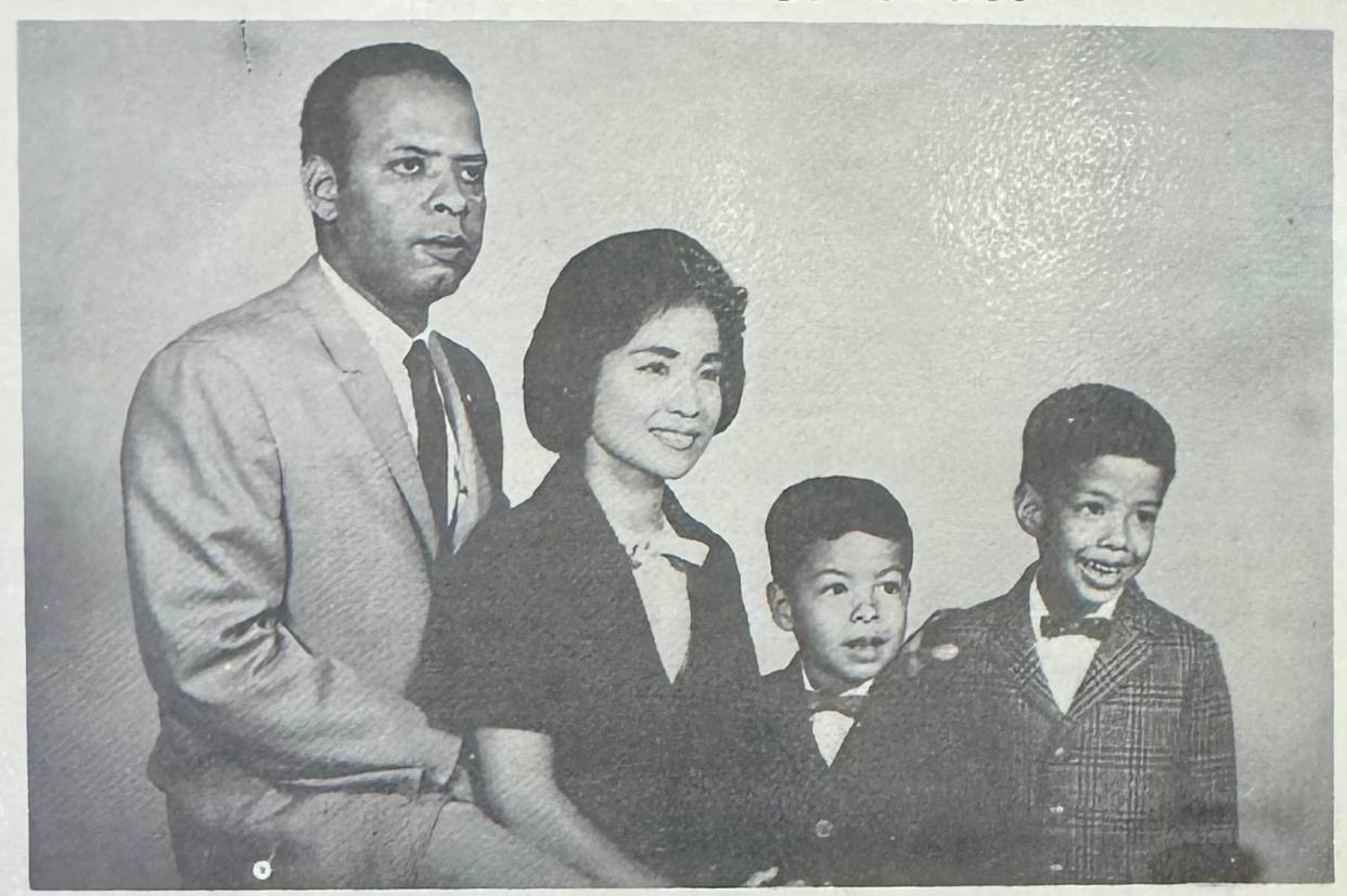 A photo of the Sams family that appeared in the Okinawa Morning Star in 1965. Joseph and Shigeko Sams — who met and married in Okinawa in the 1950s — returned to the island when Joseph, a Jacksonville native, was sent there as a missionary, supported by the Episcopal Church.