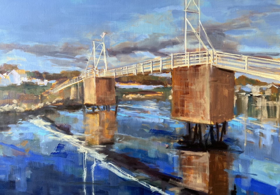 "Perkins Cove Footbridge” by artist Ric Della Bernada. The Ogunquit River Painters will have their first group show on Friday, Feb. 16, from 4 to 7 p.m. at Cliff House Maine.