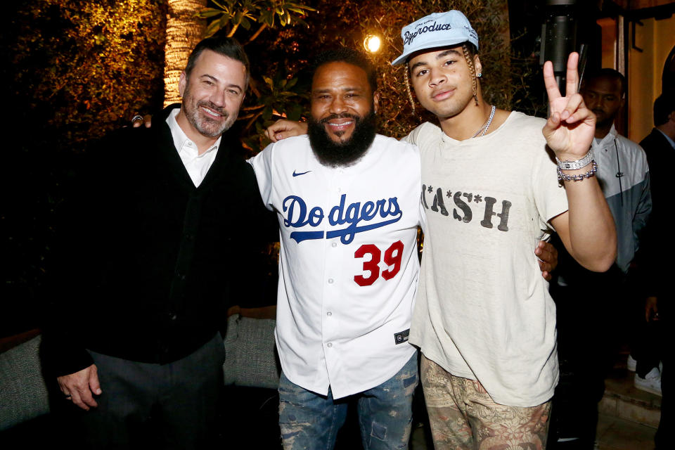 <p>Jimmy Kimmel, Anthony Anderson and 24kGoldn attend Wheelhouse and Rally's celebrity and creator private fundraiser event on Oct. 13 in L.A.</p>