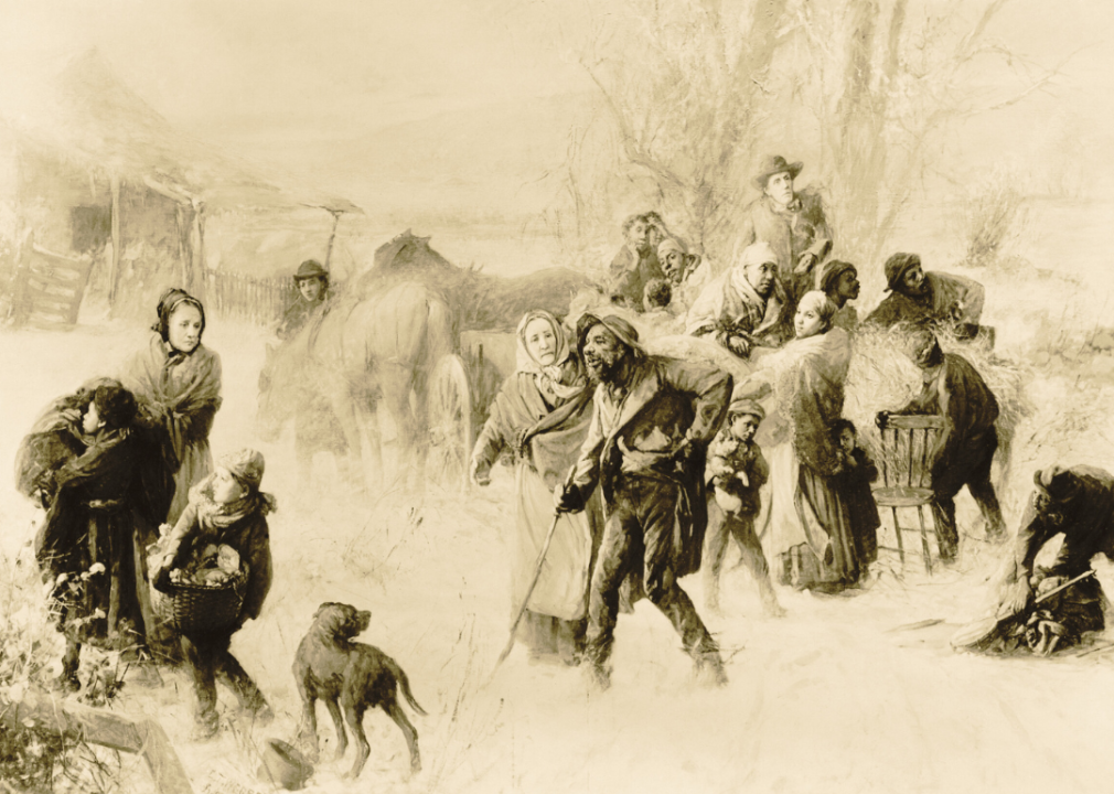 Reproduction of ‘The Underground Railroad’ painting by Charles T. Webber.