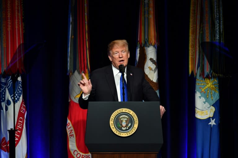 US President Donald Trump speaks during the Missile Defense Review announcement at the Pentagon