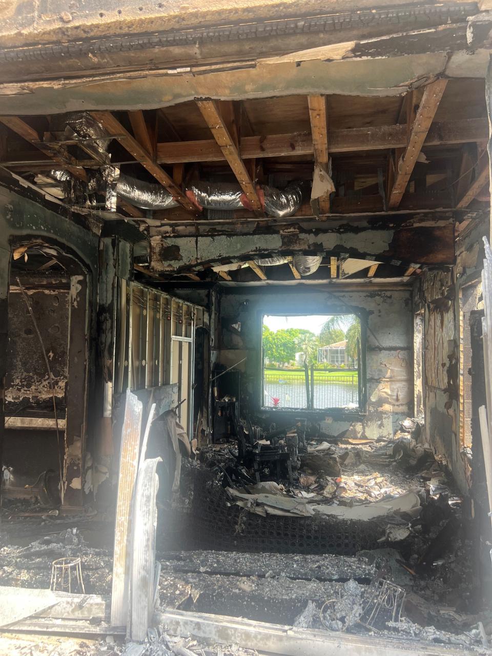 A fire destroyed a two-story home in a gated Lake Worth Beach community on Friday, May 10, 2024. The cause of the fire is under investigation, though neighbors believe a propane tank is to blame.