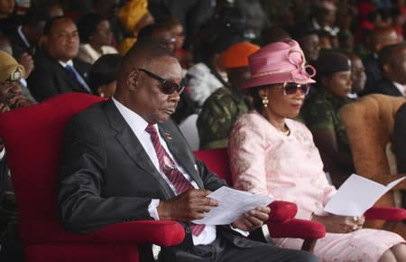 Malawi President Peter Mutharika attends his inauguration ceremony with his wife Gertrude in Blantyre