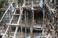 An abandoned migrant camp used by people-smugglers in a jungle at Bukit Wang Burma in the Malaysian northern state of Perlis, on May 26, 2015