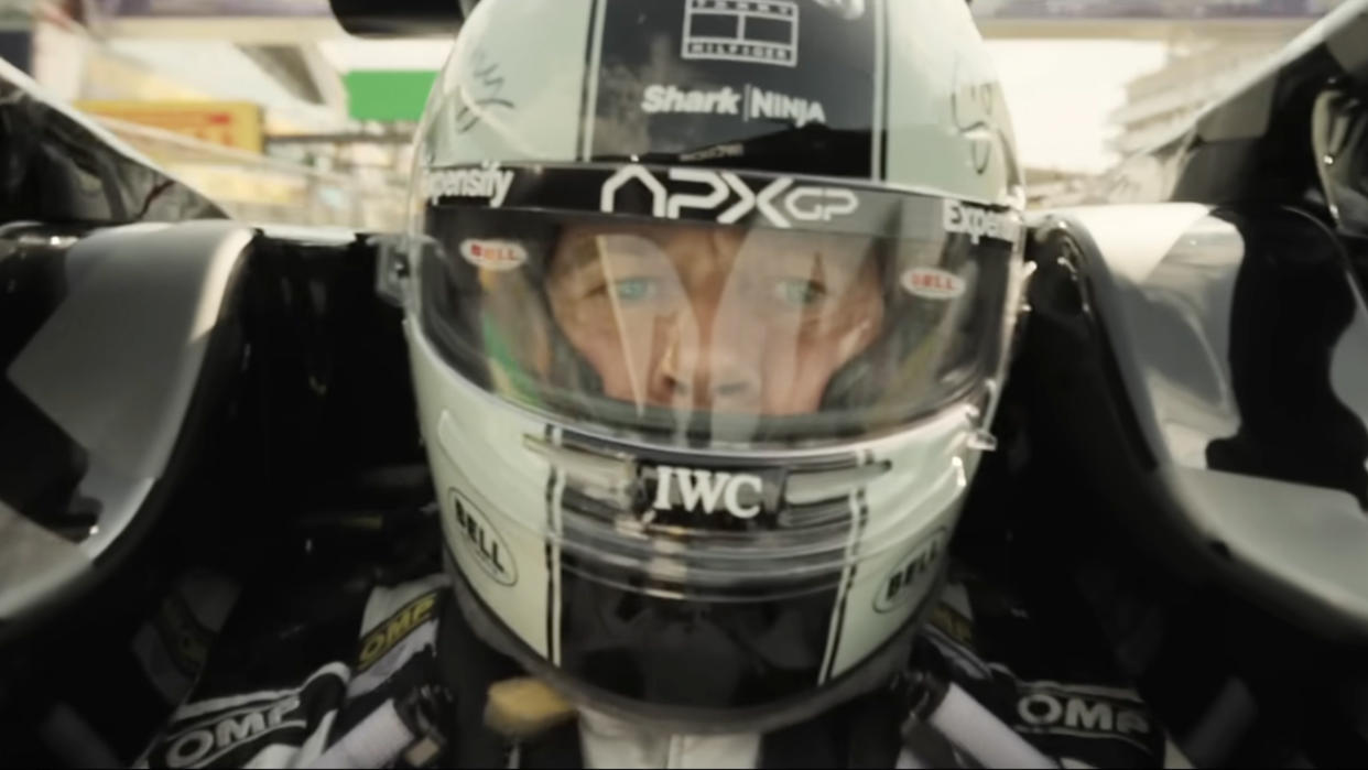  Brad Pitt in the driver seat for 'F1.' . 