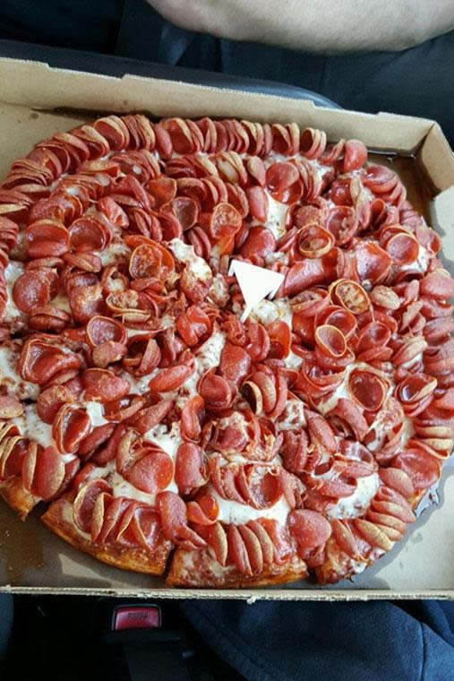 This is what a double order of pepperoni looks like. Talk about a meat lovers...