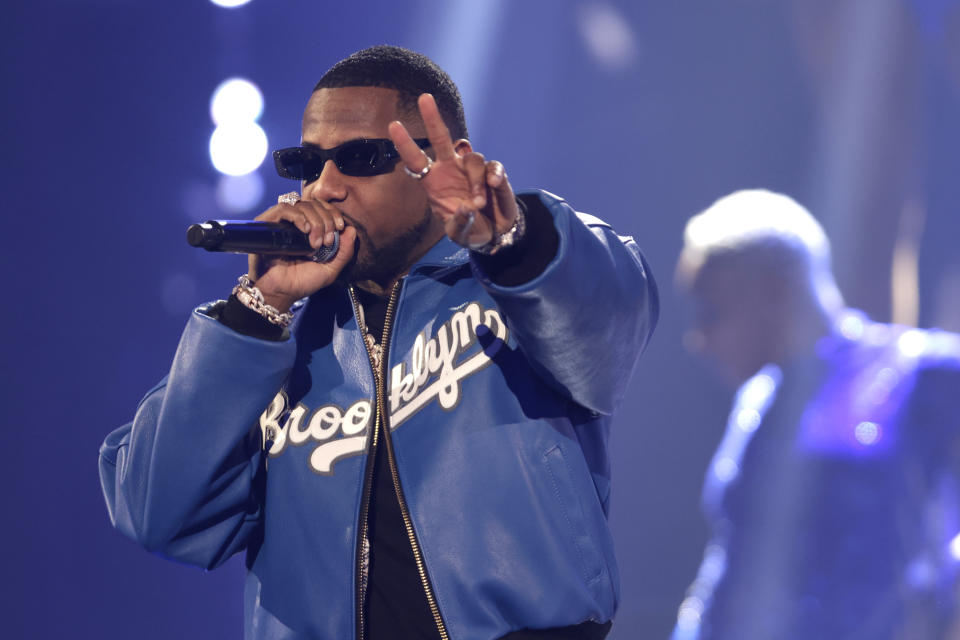 Fabolous Wearing Blue Brooklyn Dodgers Leather Coat