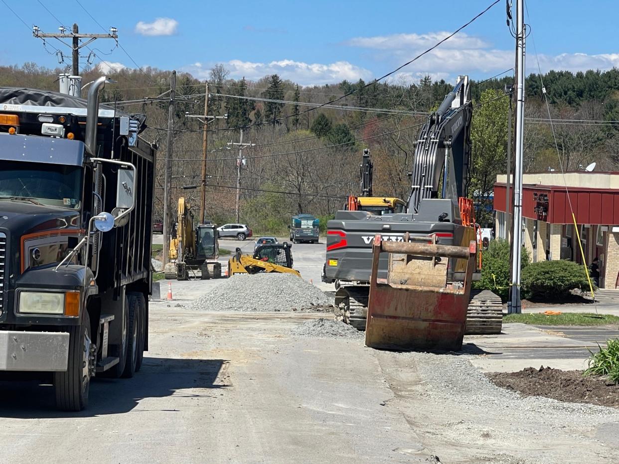 Part of Ohio Street in Boswell borough is closed to traffic while workers from Curry & Kepple Inc. replace storm water drainage pipes between Atkinson Way (Route 601) and Morris Avenue.