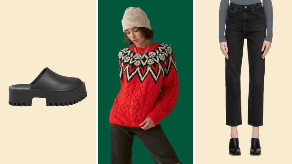 Dress up your denim with a seasonal fair isle patterned sweater.