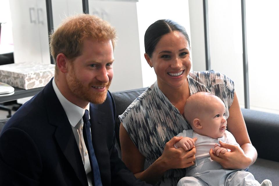 Harry and Meghan with Archie, now five, as a baby. (Getty Images)