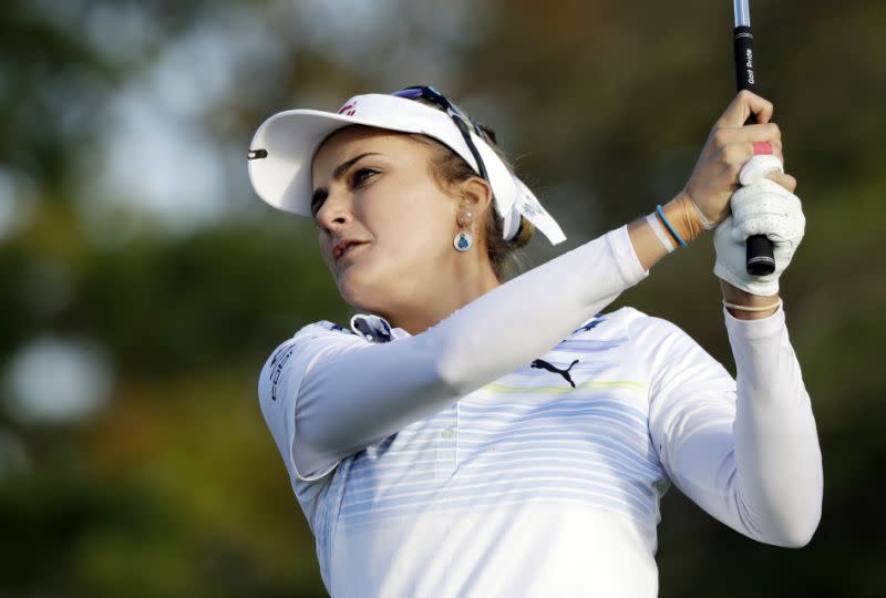 Lexi Thompson is taking a hiatus from social media after backlash from playing golf with Donald Trump. (AP)