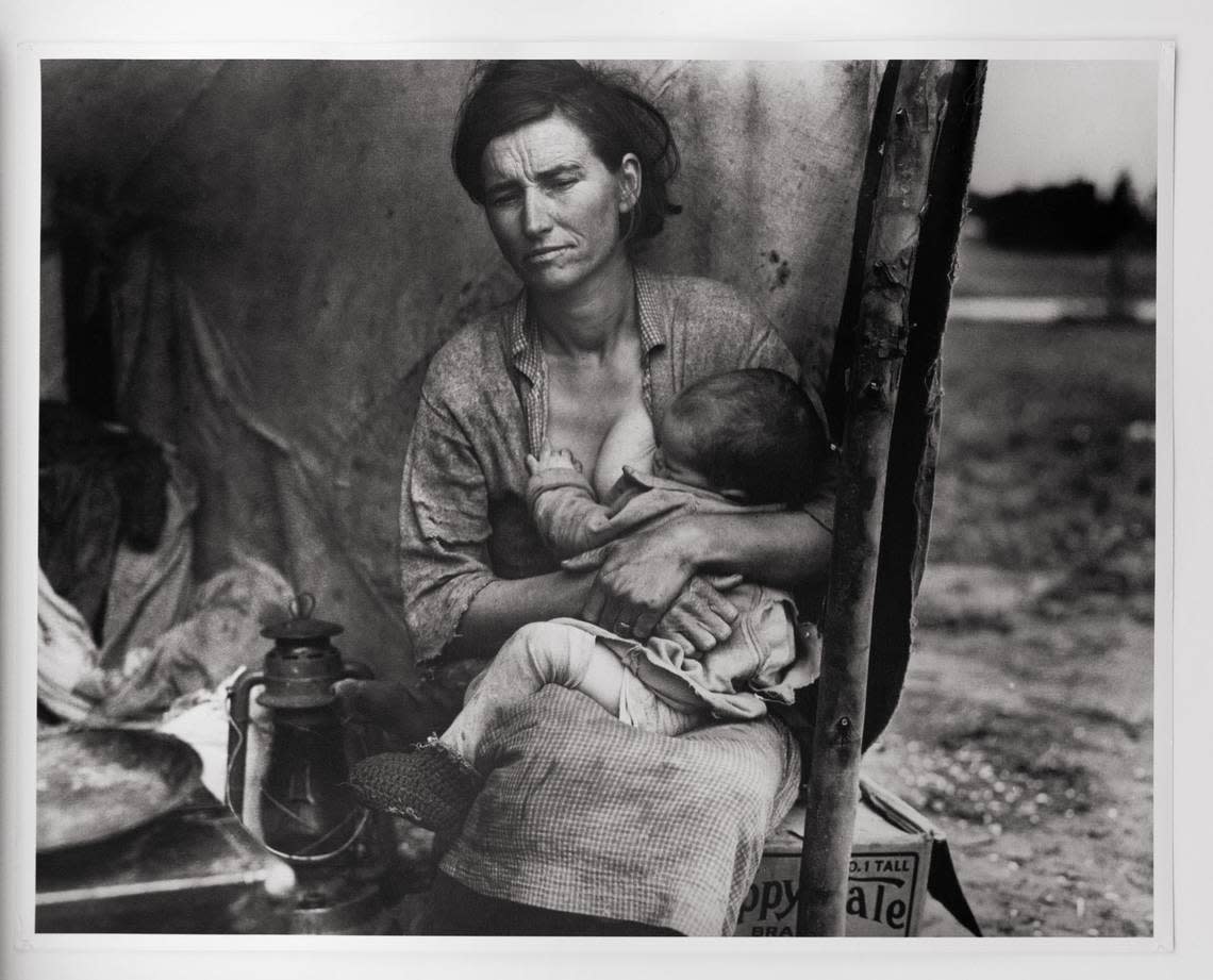 Dorothea Lange image from her “Migrant Mother” series, shot in 1936. It is part of the show “The Bitter Years Photography Dorothea Lange and Walker Evans,” Oct. 19 - April 29, 2023, at the Margulies Collection at the Warehouse.