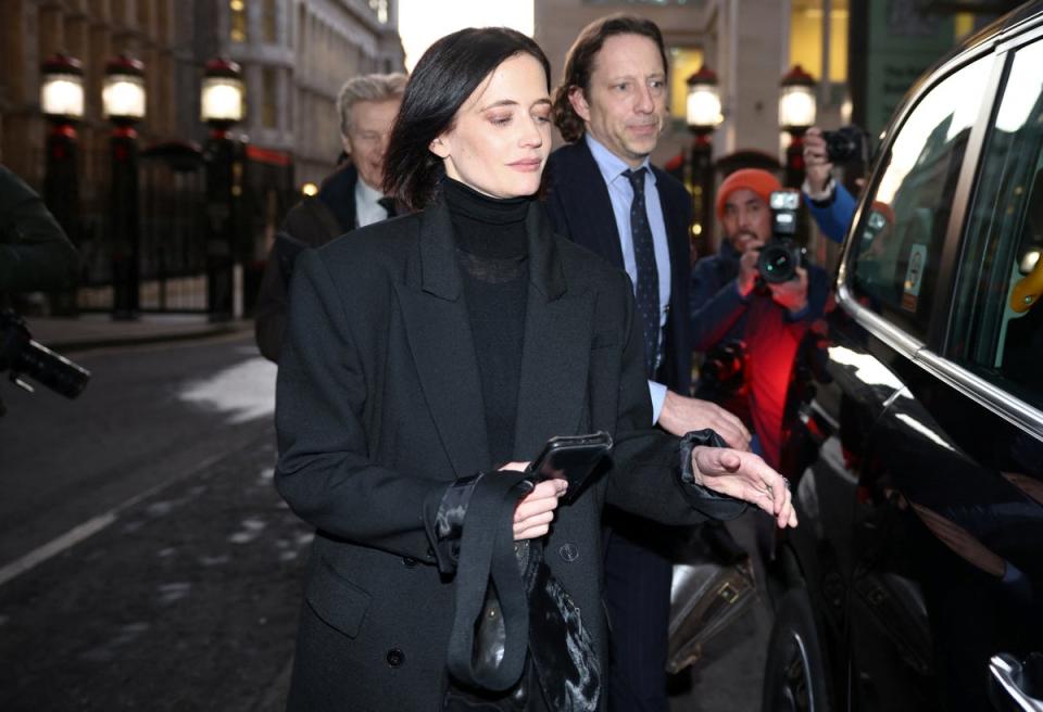 Eva Green leaving court after giving evidence (REUTERS)