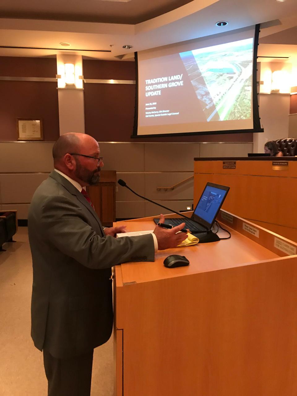 Economic Development Council Senior Vice President Wes McCurry, then the director of the Port St. Lucie Community Redevelopment Agency, addresses the City Council in this 2018 file photo.