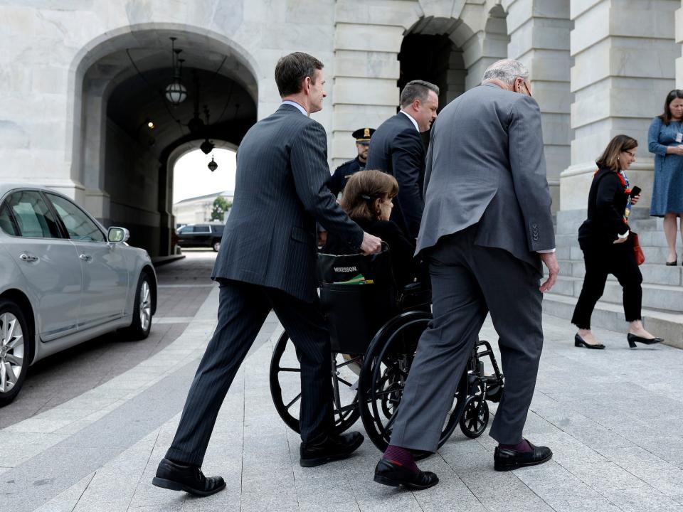 Feinstein outside the Capitol on May 10.