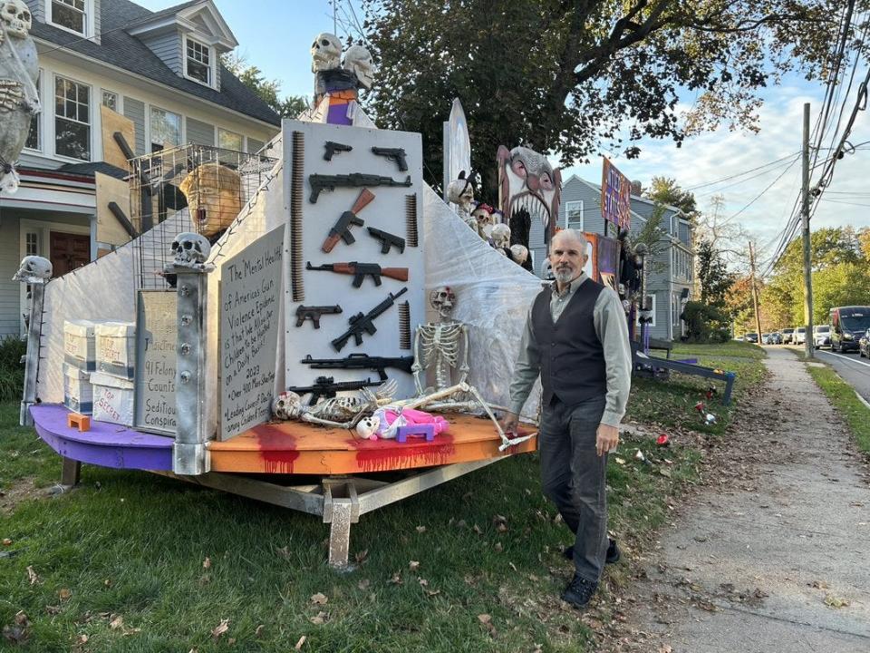 "Untied States Fun House" Halloween display in West Hartford, Connecticut.