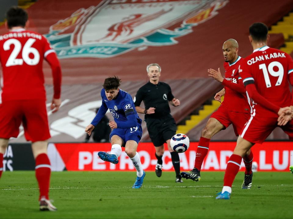 <p>Mason Mount’s goal separated the sides at Anfield</p> (Getty Images)