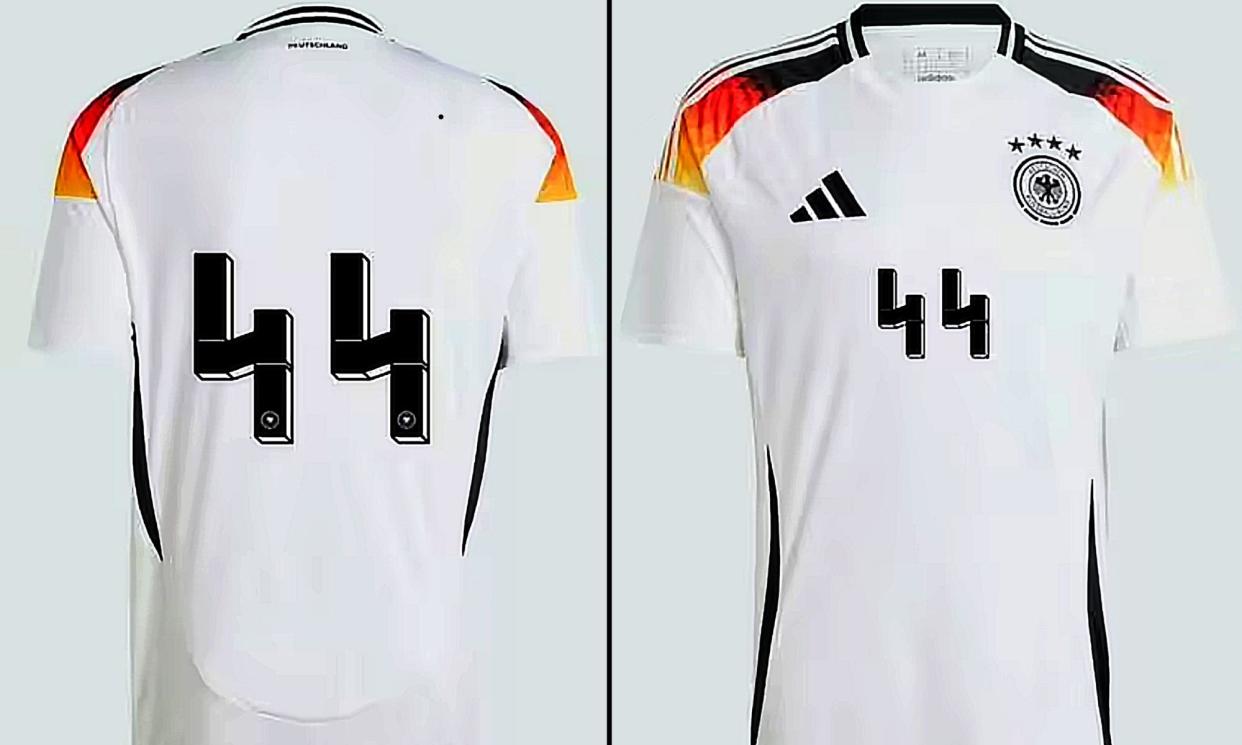 <span>Historian Michael König raised concern over the ‘very questionable’ design of the new German team kit.</span><span>Composite: Adidas</span>